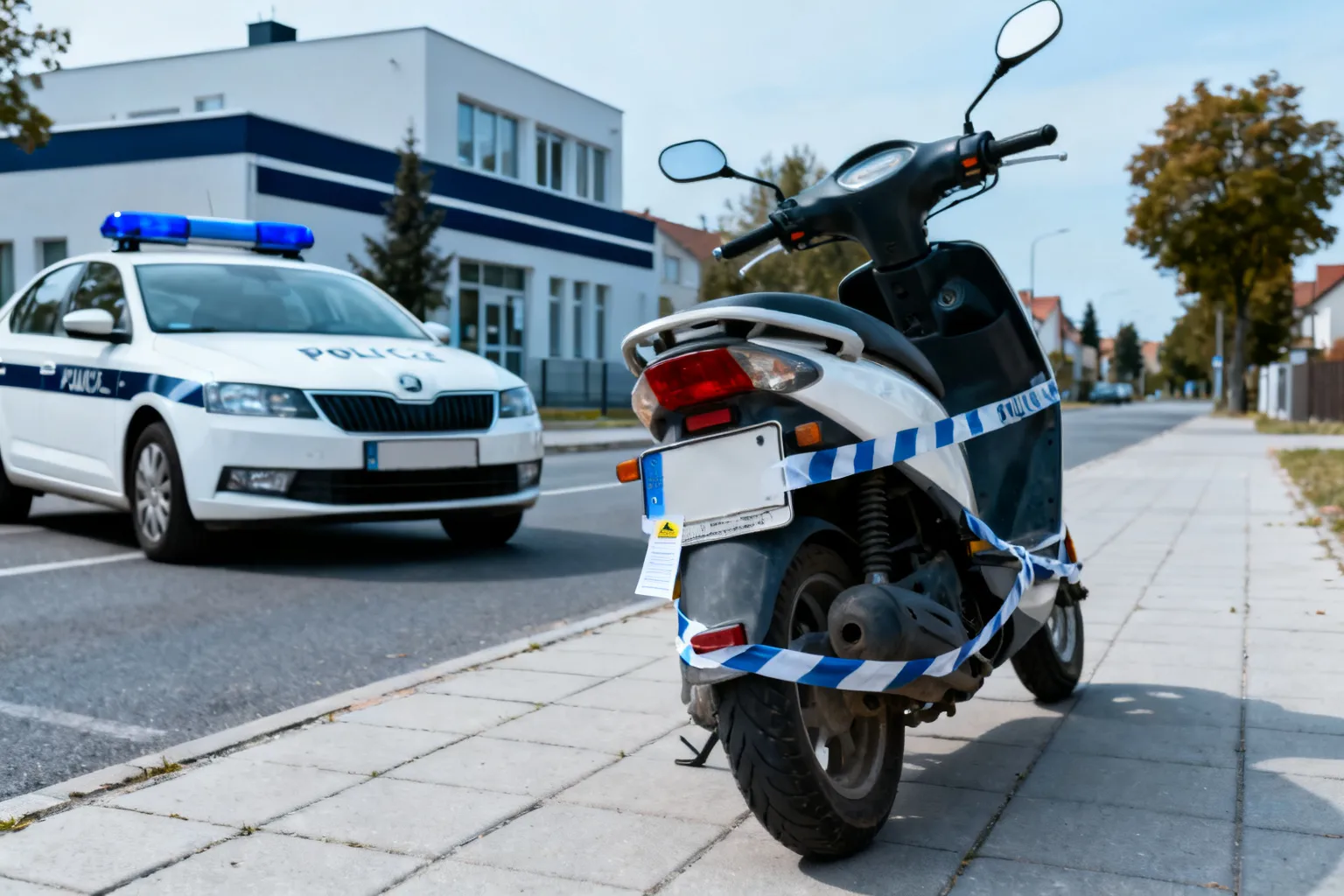 Motorower bez homologacji i OC zabezpieczony na komisariacie Białołęka
