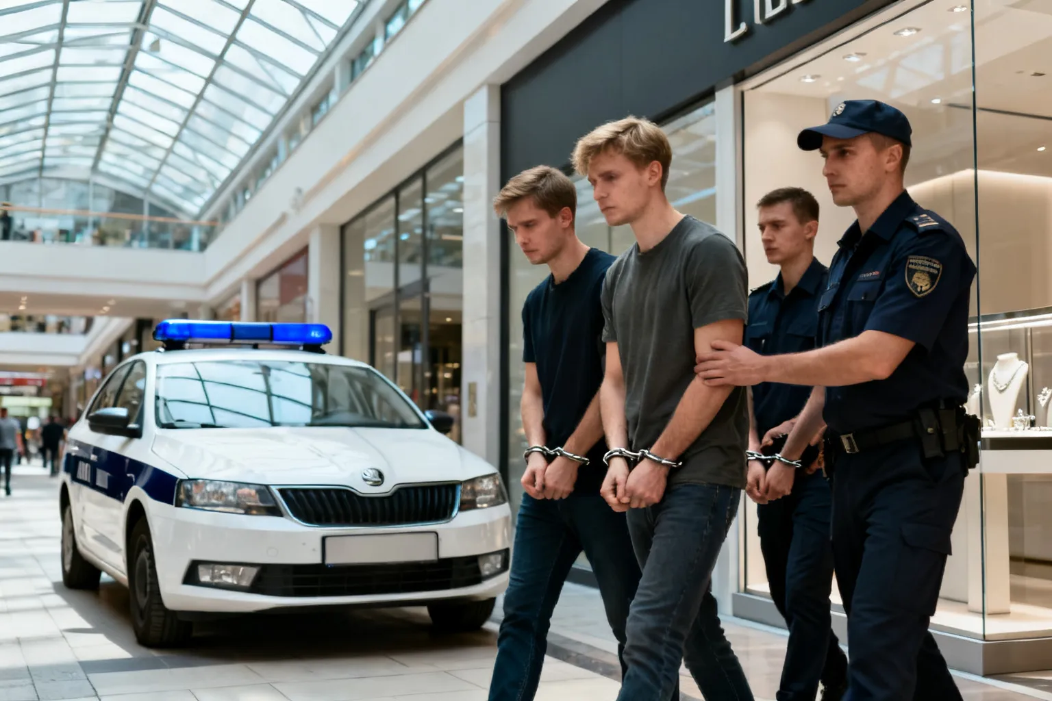 Trzech mężczyzn aresztowanych po włamaniu do jubilera przez dach galerii
